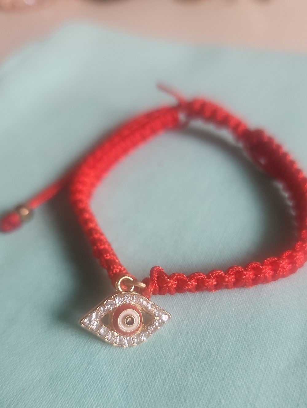 Red Adjustable Woven Evil Eye Bracelet - Unbranded